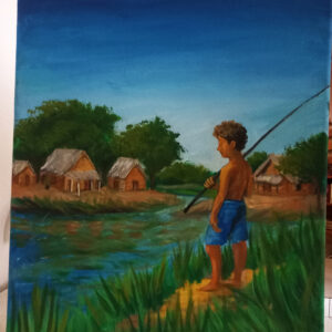 O Menino Pescador - Pintura em tela
